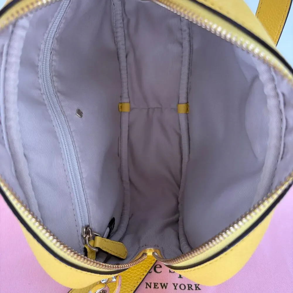 Kate Spade Astrid Yellow Pebbled Leather & Straw Crossbody Bag W/ Dustbag
